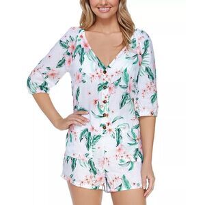 Raisins Juniors' Aloha Nights Key West Romper Cover-Up White Medium NWT
